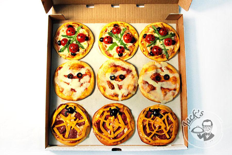Assorted Mini-Pizzas (Pizzetti) "Funny Halloween" 13 cm, 9 pcs