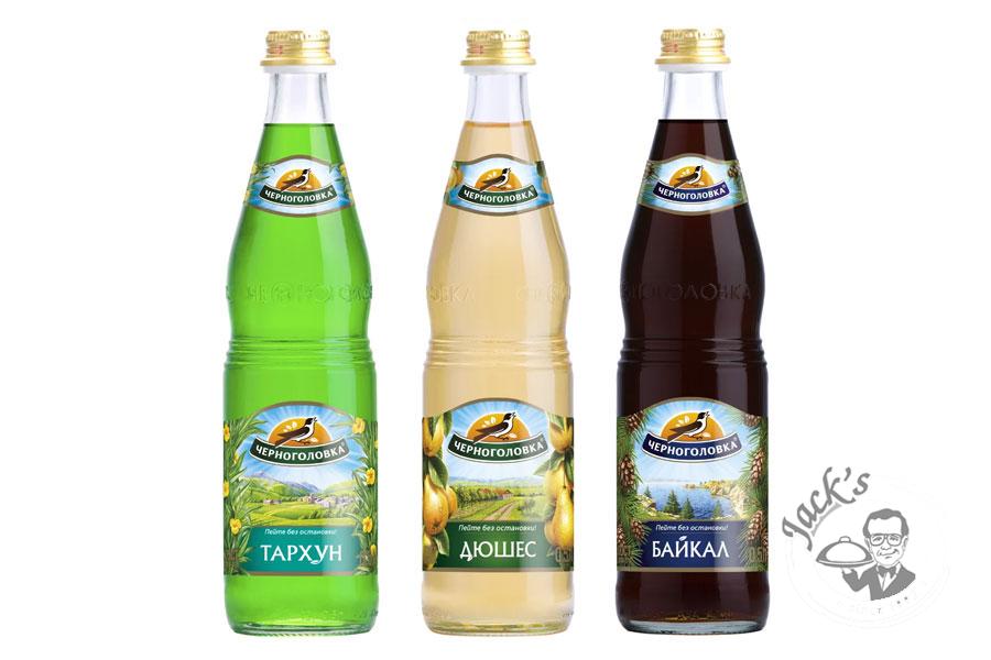 Assorted carbonated drinks from Chernogolovka, 0.5 l in a glass bottle