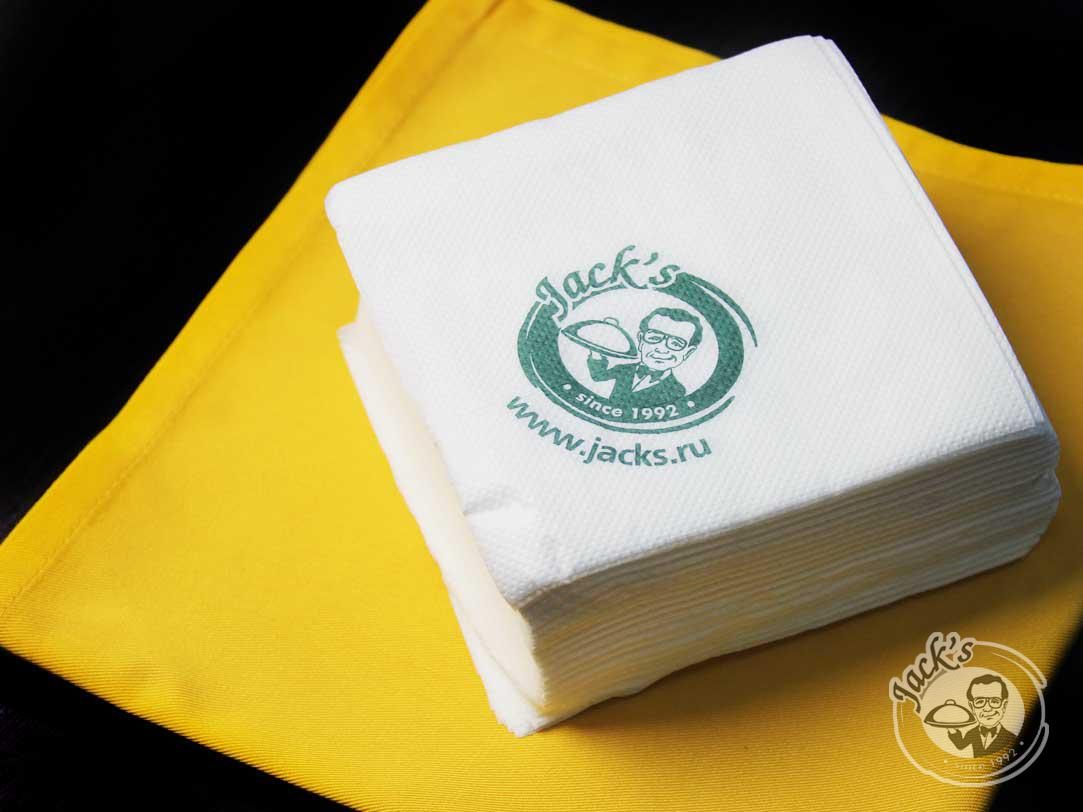 White single layer napkins with Jack's logo, 100 pcs